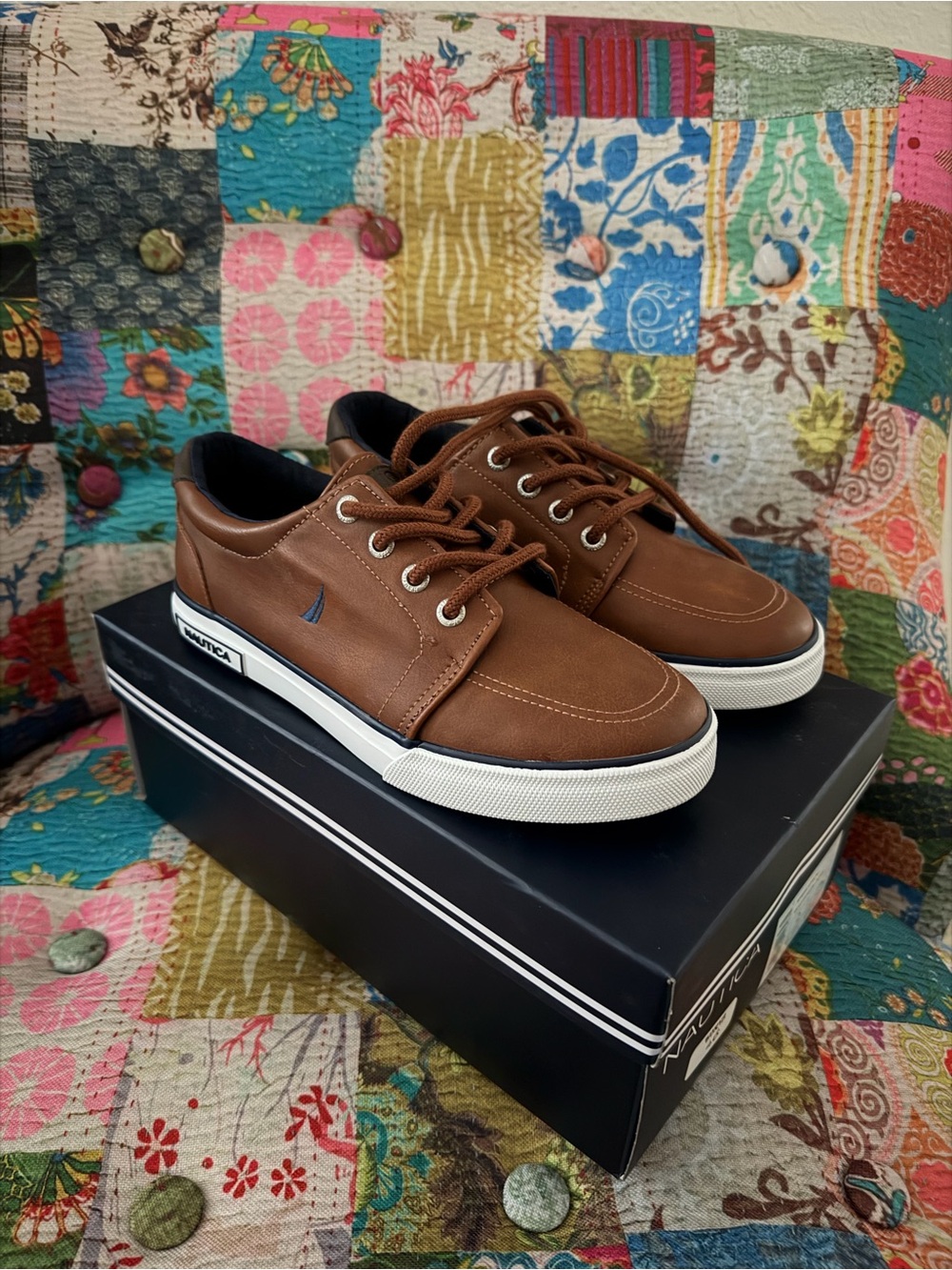 Nautica Boys Brown Lace-Up Sneakers – Size 2 – New